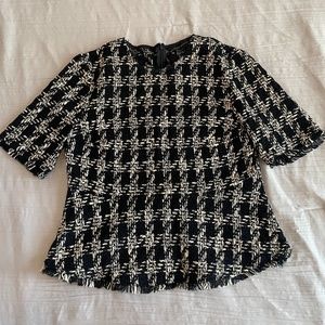 ZARA plaid tweed top size XS